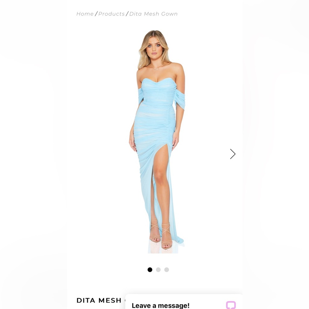 NWT Nookie Dita Mesh Gown Sky/Nude